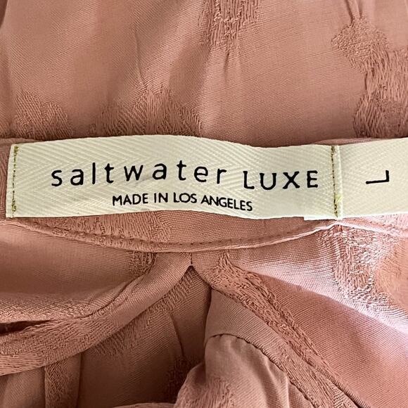 NEW SALTWATER LUXE Vintage Rose Button Front Hi Low Dress in Peach SZ L - Picture 7 of 10